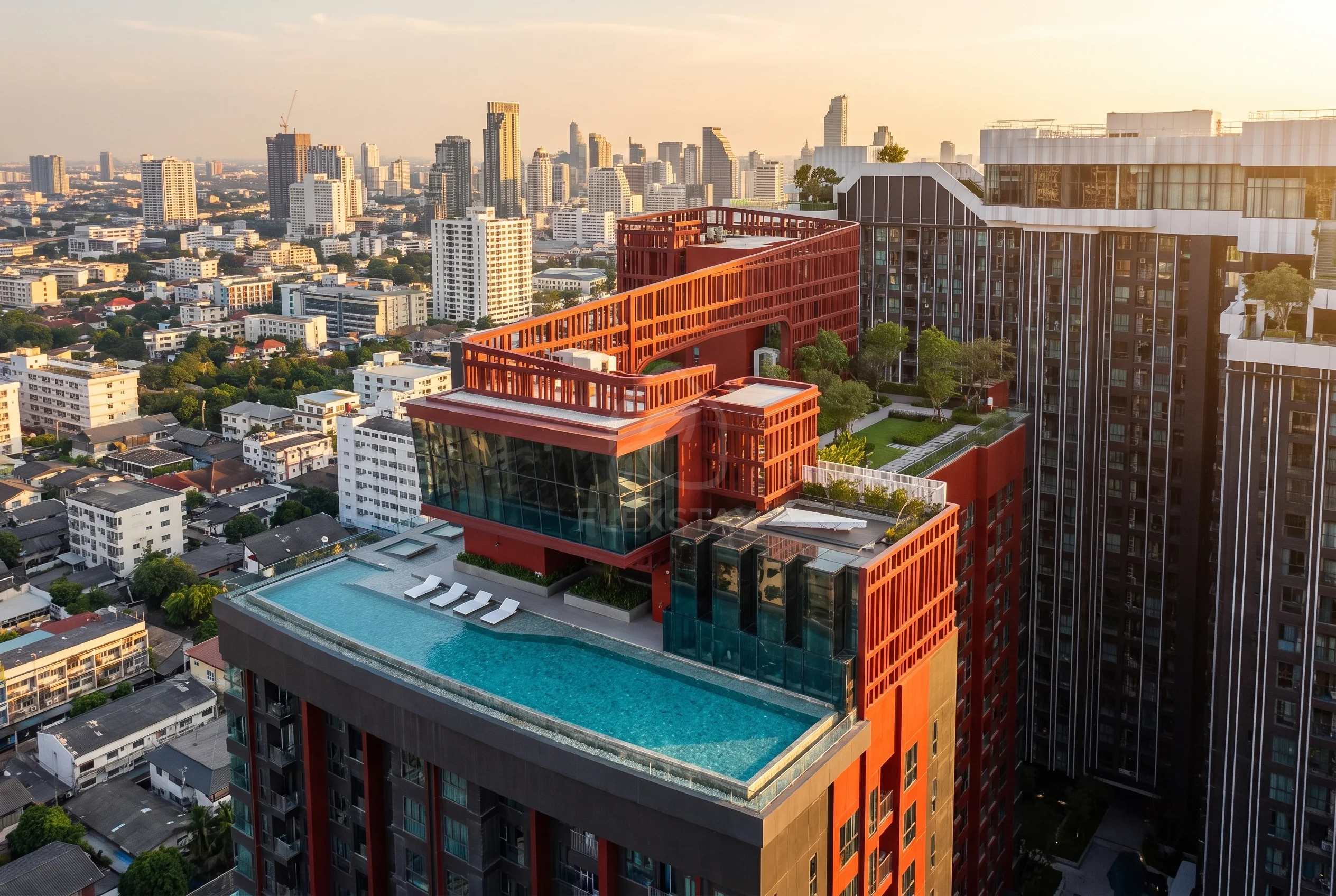 34th-Floor 1BR · Life Asoke Hype · City View furnished monthly rental in Ratchathewi